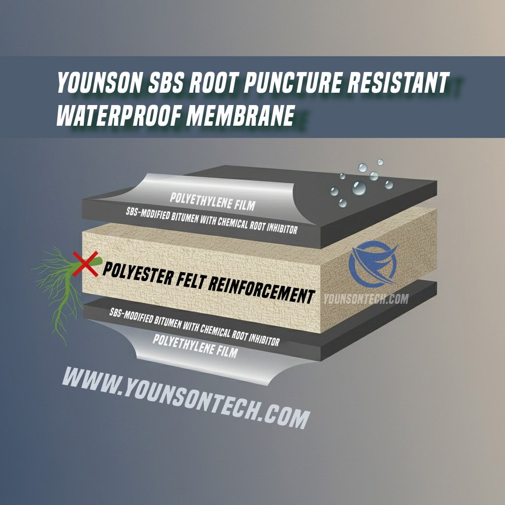 SBS Root Puncture Resistant Waterproof Membrane | Chemical Root Resistant & Roof Garden Waterproofing Solution