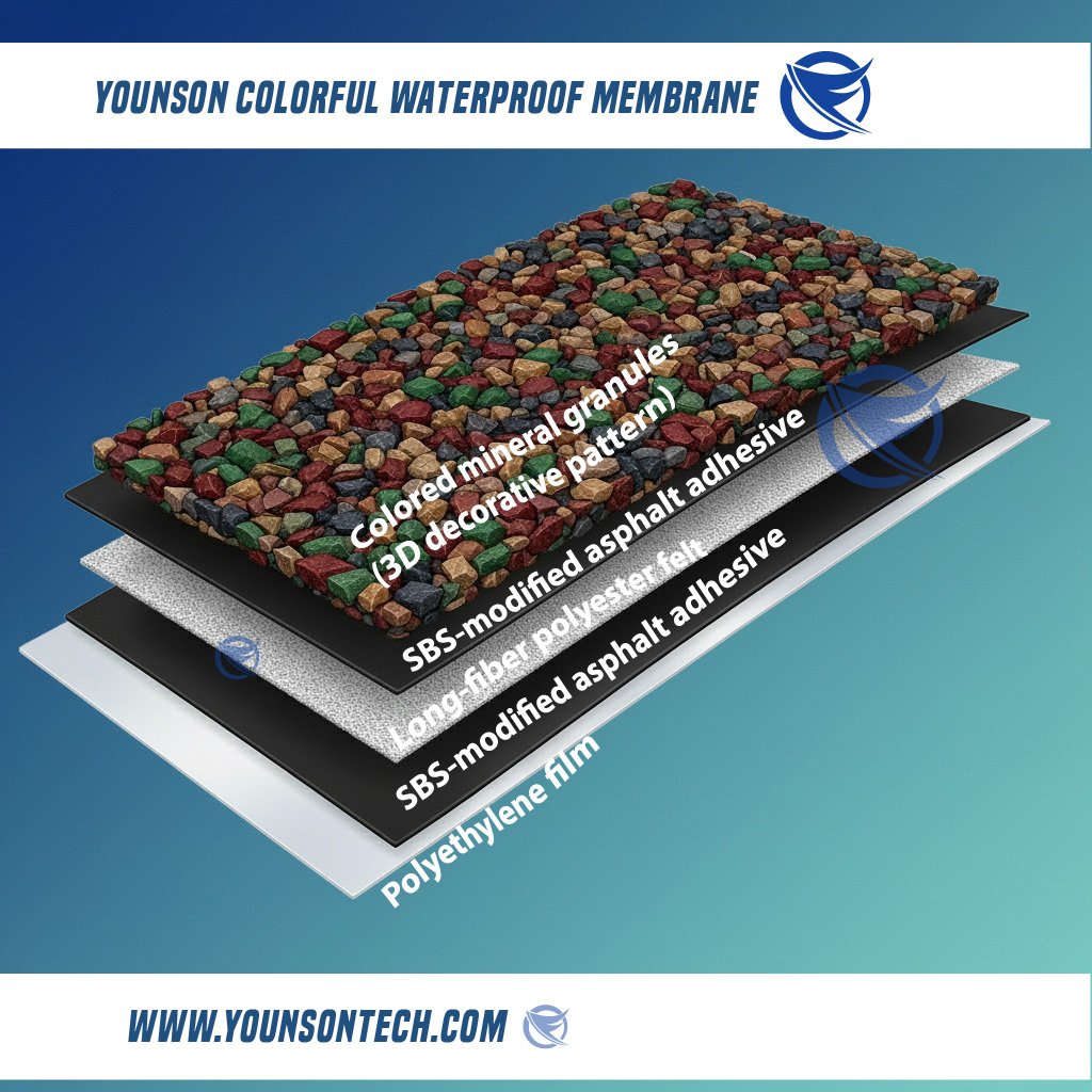 Younson 3D Colorful Modified Asphalt Waterproof Roll 